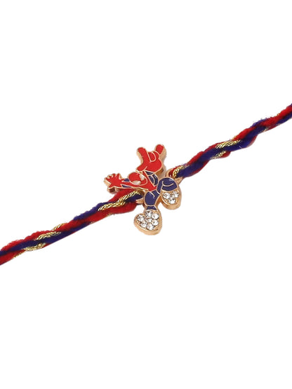 NVR Kids Set of 2 Cartoon Character Blue & Red Thread Rakhi with Roli Chawal Chandan & Mishri