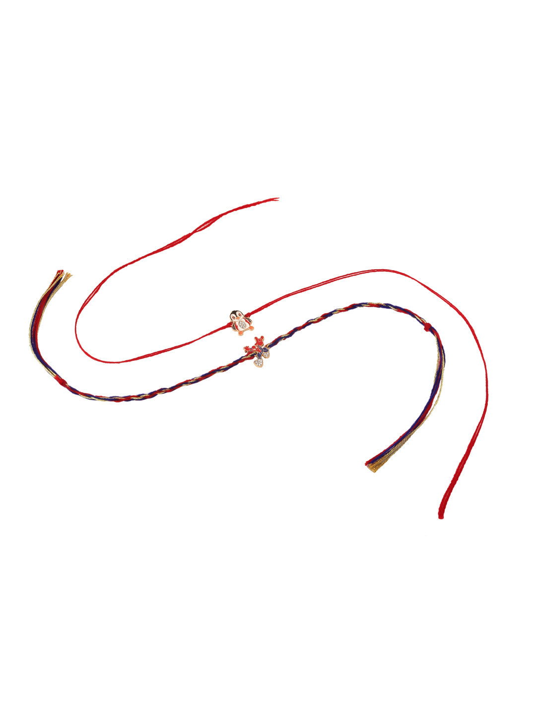 NVR Kids Set of 2 Cartoon Character Blue & Red Thread Rakhi with Roli Chawal Chandan & Mishri