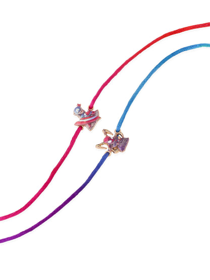 NVR Kids Set of 2 Cartoon Character Purple & Red Thread Rakhi, Combo for Rakshabandhan