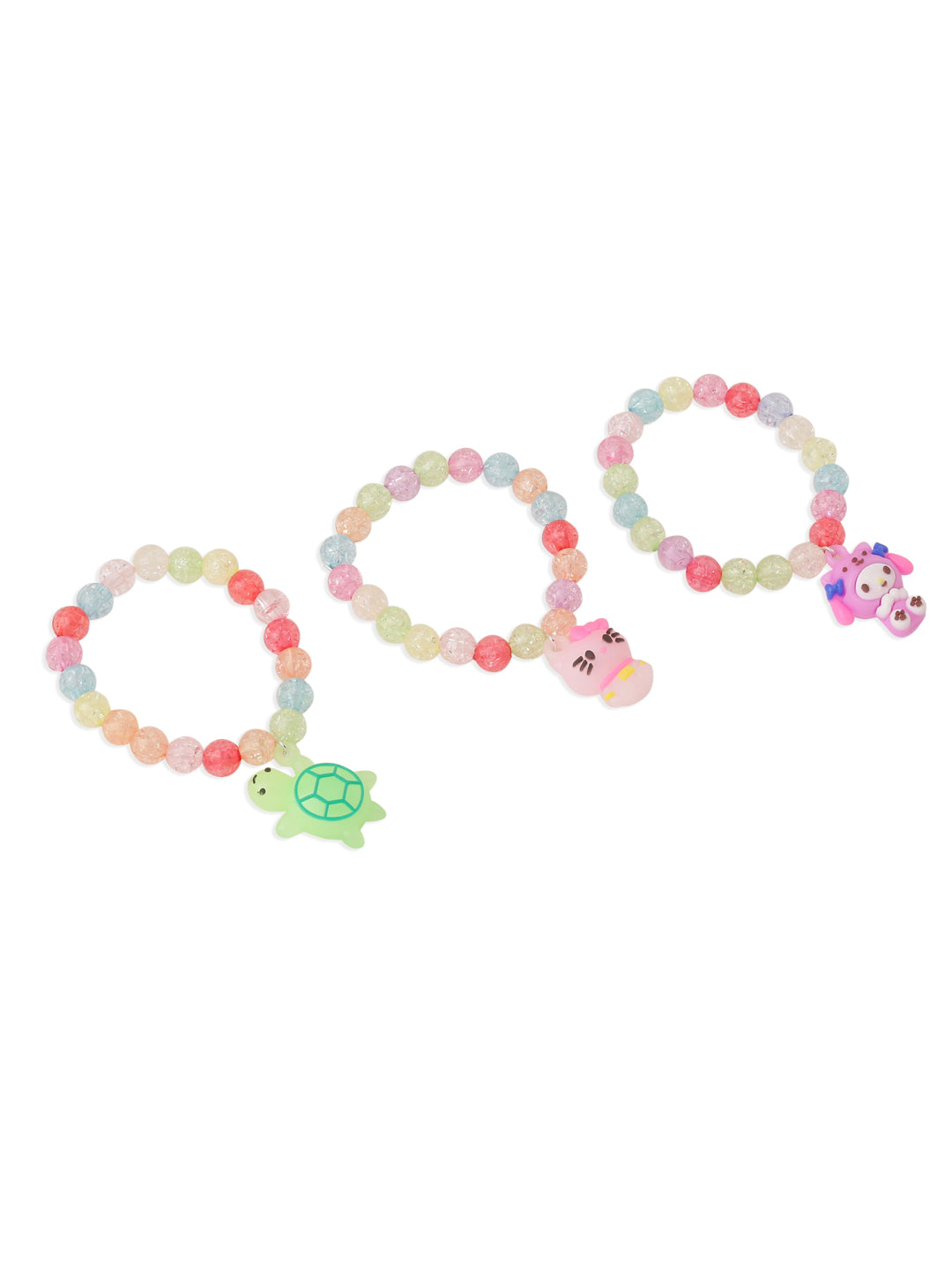 NVR Kids Set of 3 Cartoon Design Artificial Beads Thread Rakhi with Roli Chawal Chandan & Mishri