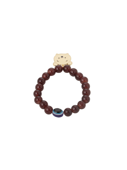 NVR Kids Cartoon Design Brown Artificial Beads Thread Rakhi with Roli Chawal Chandan & Mishri