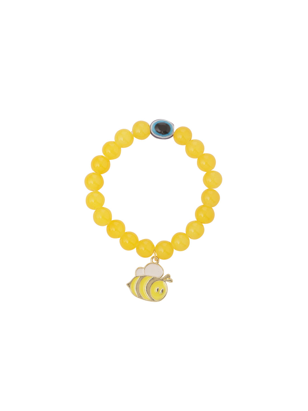 NVR Kids Cartoon Design Yellow Artificial Beads Thread Rakhi with Roli Chawal Chandan & Mishri