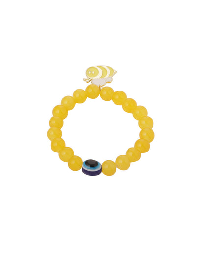 NVR Kids Cartoon Design Yellow Artificial Beads Thread Rakhi with Roli Chawal Chandan & Mishri