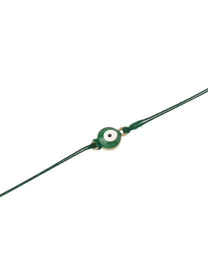 NVR Men's Set of 3 Multicolor Evil Eye Thread Rakhi with Roli Chawal Chandan & Mishri