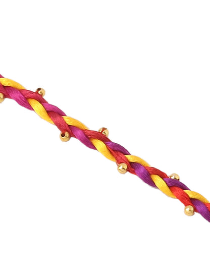 NVR Men Multicolor Artificial Beads Thread Rakhi with Roli Chawal Chandan & Mishri