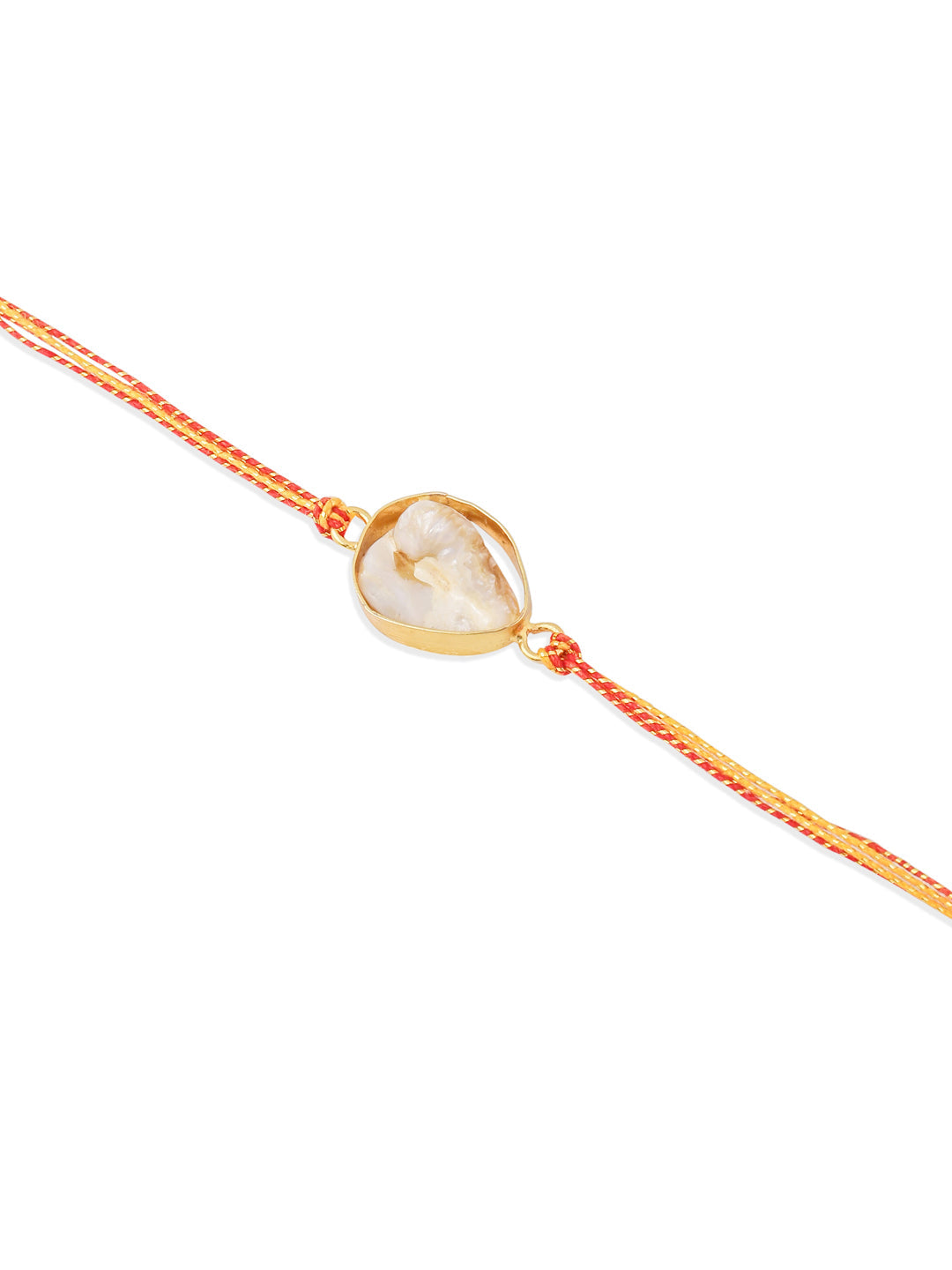 NVR Set of 2 Gold Toned Pearls Bhaiya Bhabhi Rakhi with Roli Chawal Chandan & Mishri
