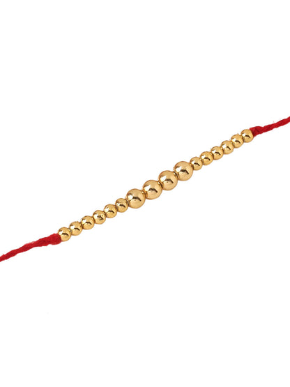 NVR Men's Set of 2 Red Religious Thread Rakhi with Roli Chawal Chandan & Mishri