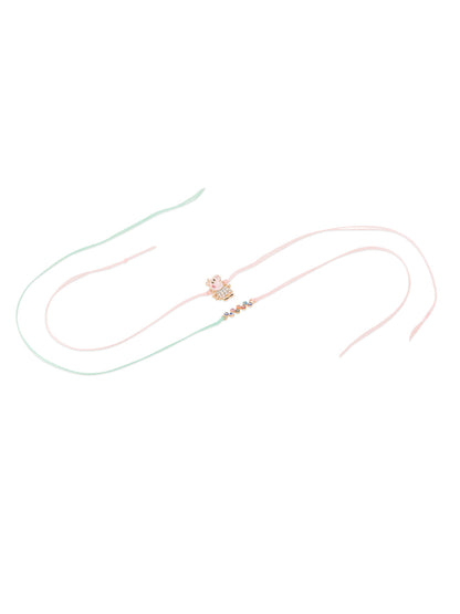 NVR Kids Set of 2 Cartoon Artificial Stones Thread Rakhi with Roli Chawal Chandan & Mishri