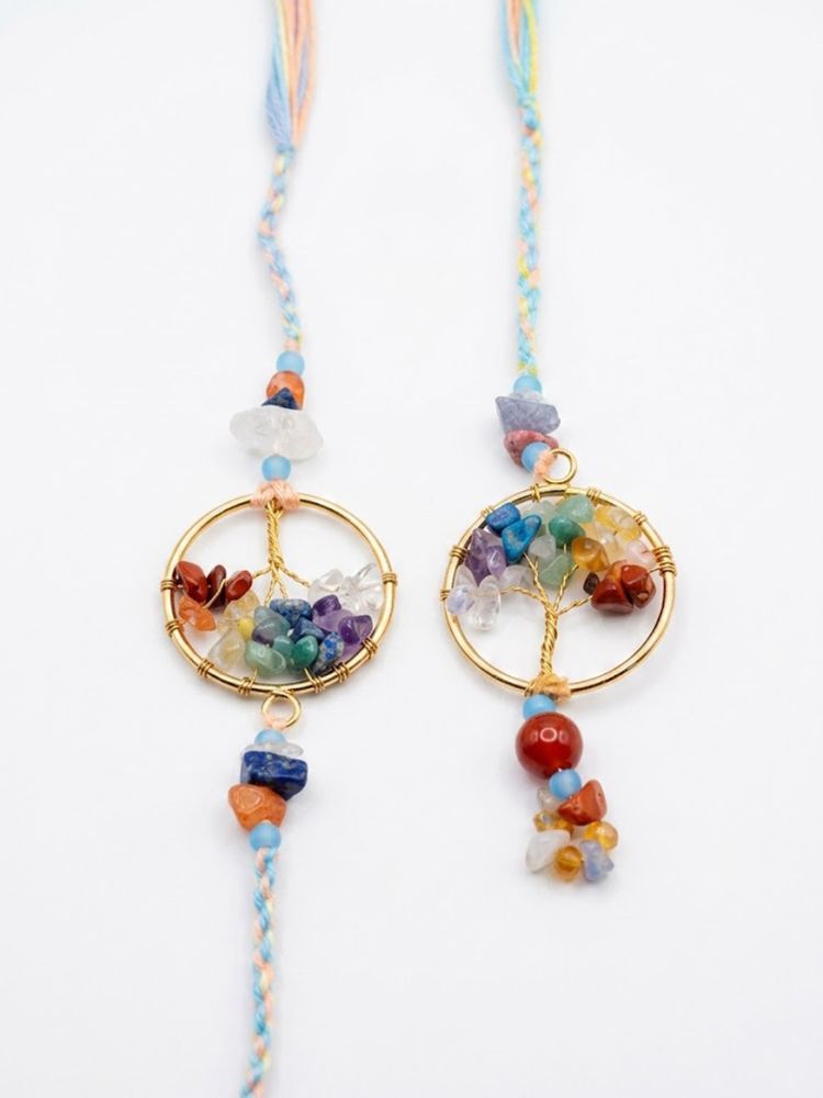 NVR Set of 2 Artificial Stones Bhaiya Bhabhi Rakhi with Roli Chawal Chandan Mishri