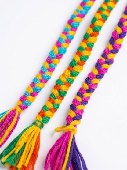 NVR Set of 3 Multicolor Thread Rakhi with Roli Chawal Chandan Mishri