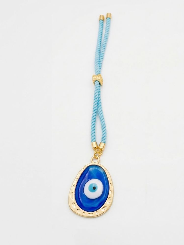 NVR Set of 2 Blue Evil Eye Bhaiya Bhabhi Wraparound Rakhi with Roli Chawal Chandan Mishri