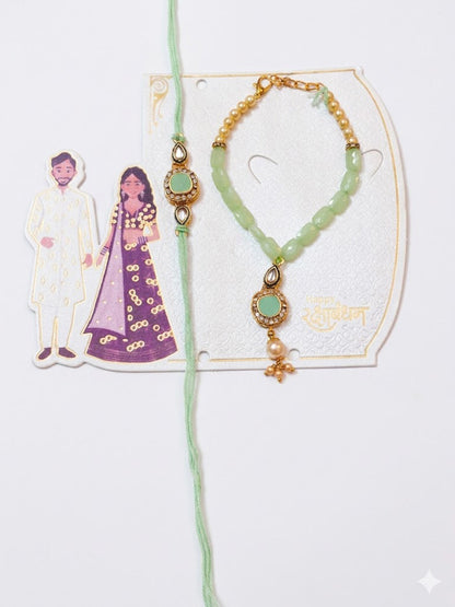 NVR Set of 2 Artificial Stones & Beads Bhaiya Bhabhi Rakhi with Roli Chawal Chandan