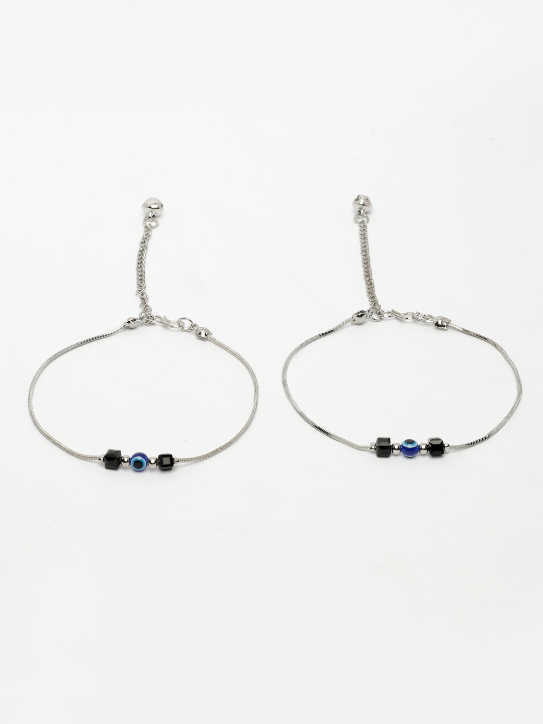 NVR Women's Silver-Plated Evil Eye Anklet