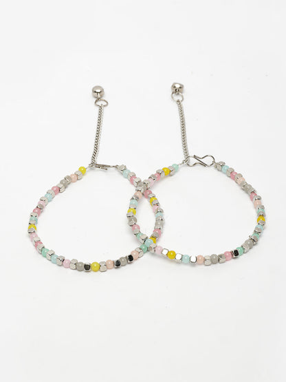 NVR Women's Multi-Coloured Artificial Beads Anklet