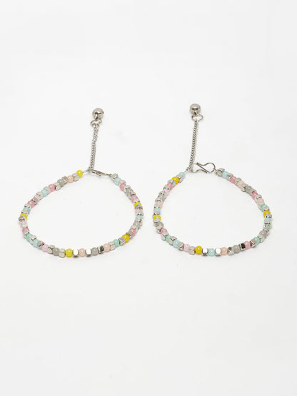 NVR Women's Multi-Coloured Artificial Beads Anklet