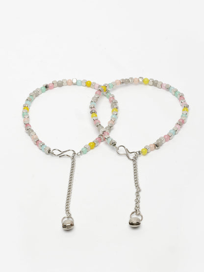 NVR Women's Multi-Coloured Artificial Beads Anklet