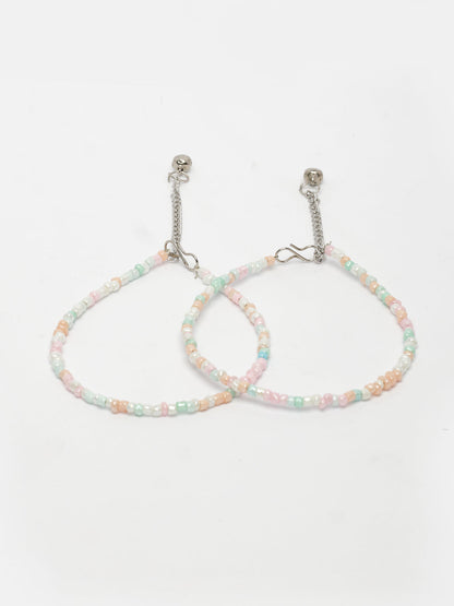 NVR Women's Multi-Coloured Artificial Beads Anklet