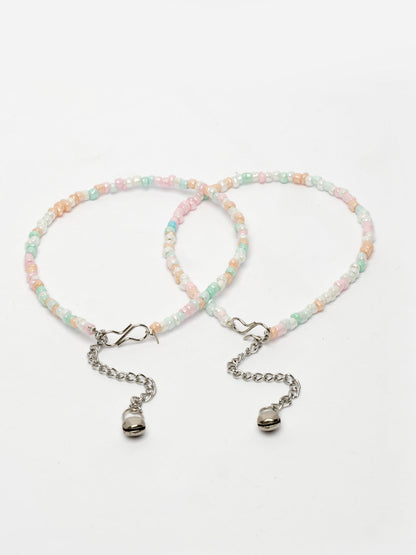 NVR Women's Multi-Coloured Artificial Beads Anklet