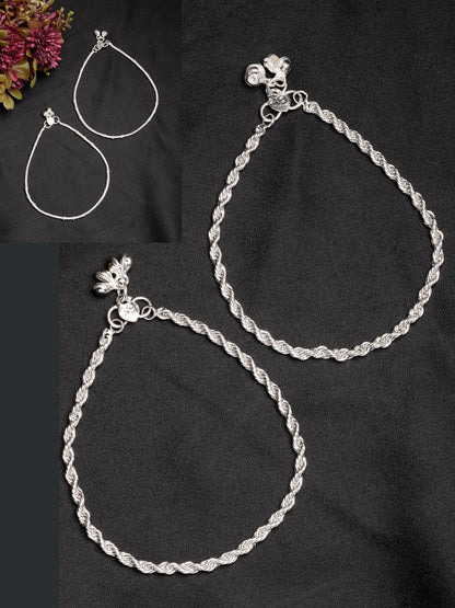 NVR Women's Pair of 2 Silver-Plated Anklets