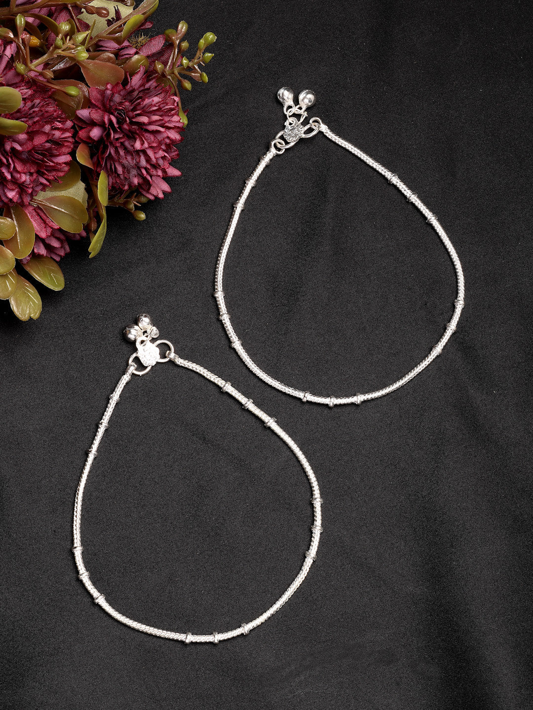 NVR Women's Pair of 2 Silver-Plated Anklets