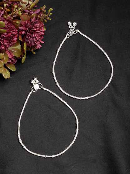 NVR Women's Set of 2 Silver-Plated Anklets