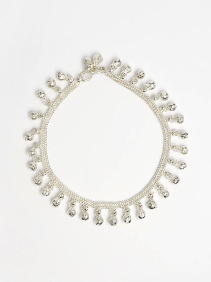 NVR Women's Set of 2 Silver-Plated Ghungroo-Beaded Anklets