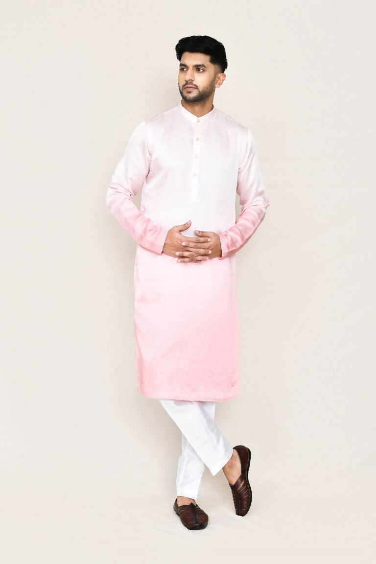 Joban Fashion White Colored Satin Silk Fabric Kurta,Straight Fit Pant