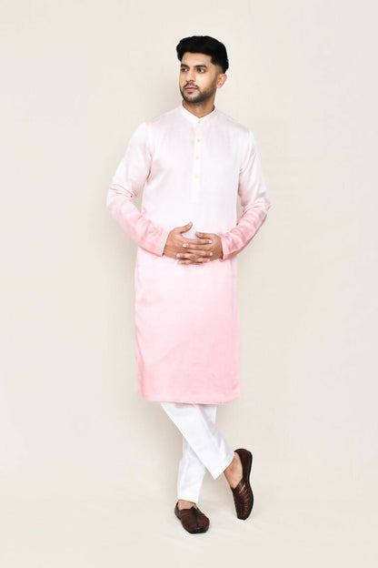 Joban Fashion White Colored Satin Silk Fabric Kurta,Straight Fit Pant