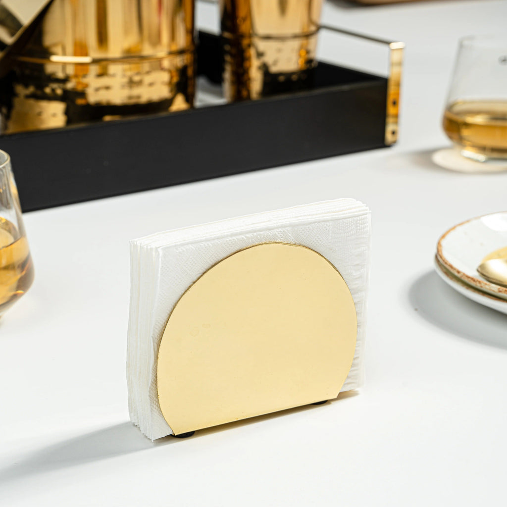 Nestroots Gleam Napkin Holder Gold Metallic Design