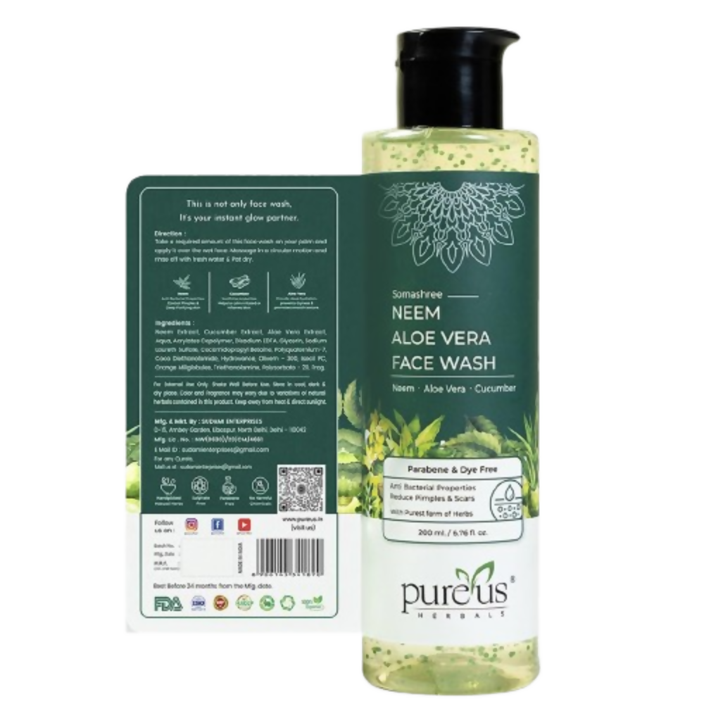 Pureus Herbals Somashree Neem Aloe Vera Face Wash