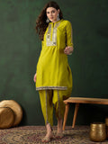 Sangria Embellished Mirror Work Roman Silk Tunic With Dhoti Pant