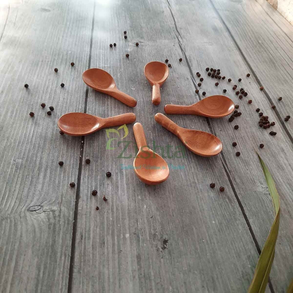 Zishta Neem Wood Broad Spoons Set of 6