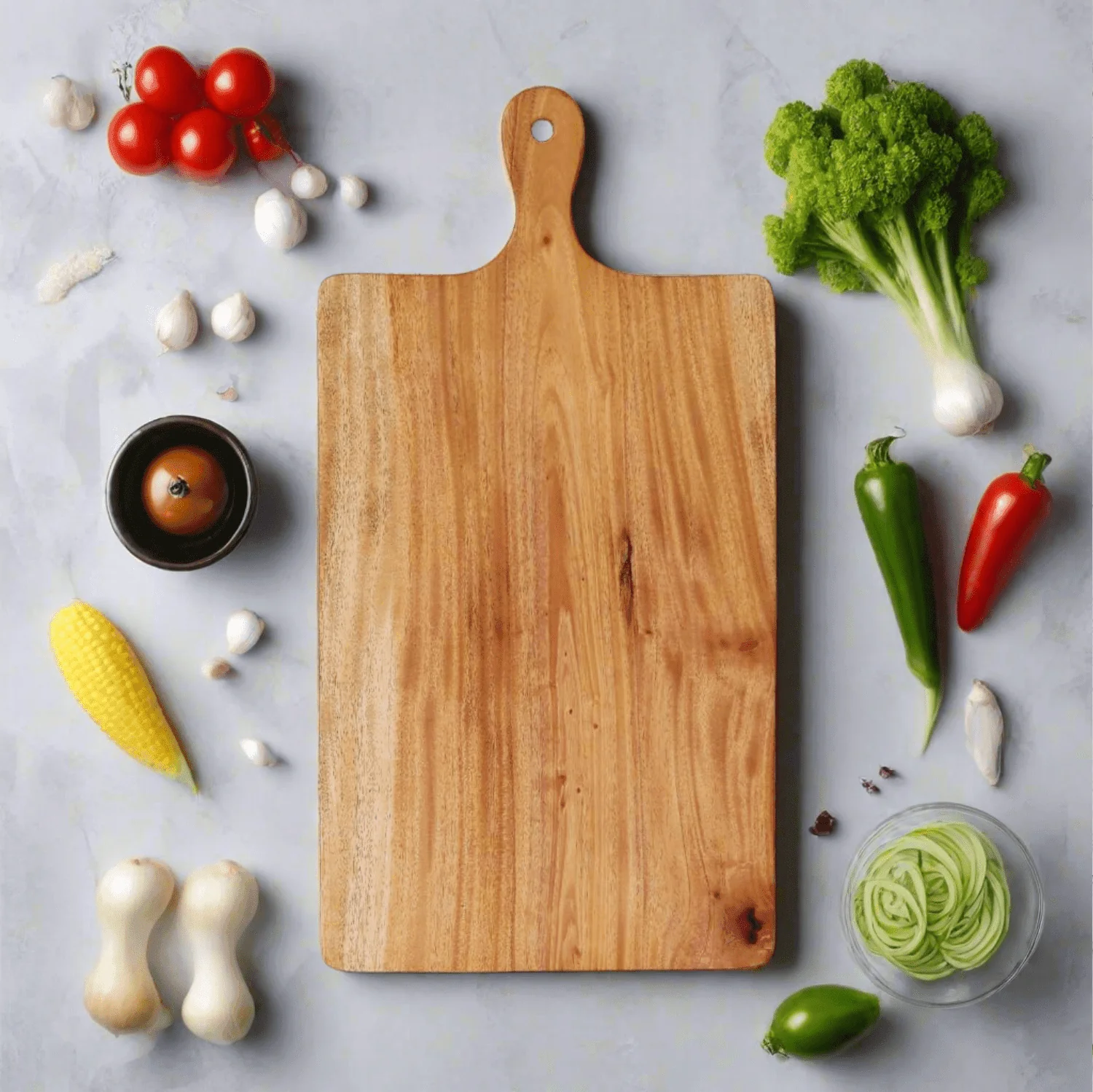 Zishta Neem Wood Chopping Board Compact Rectangle with Handle