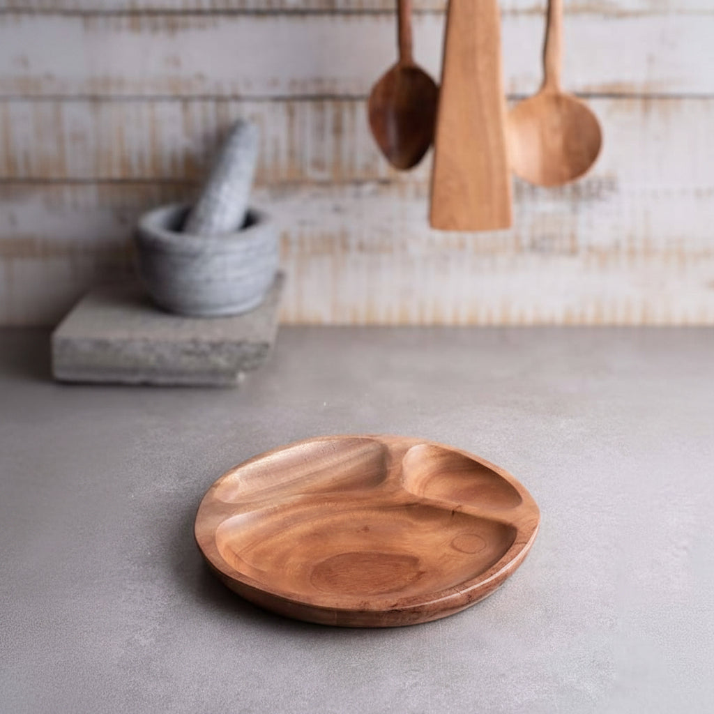 Zishta Neem Wood Dinner Plate Kids Plate -  Medium
