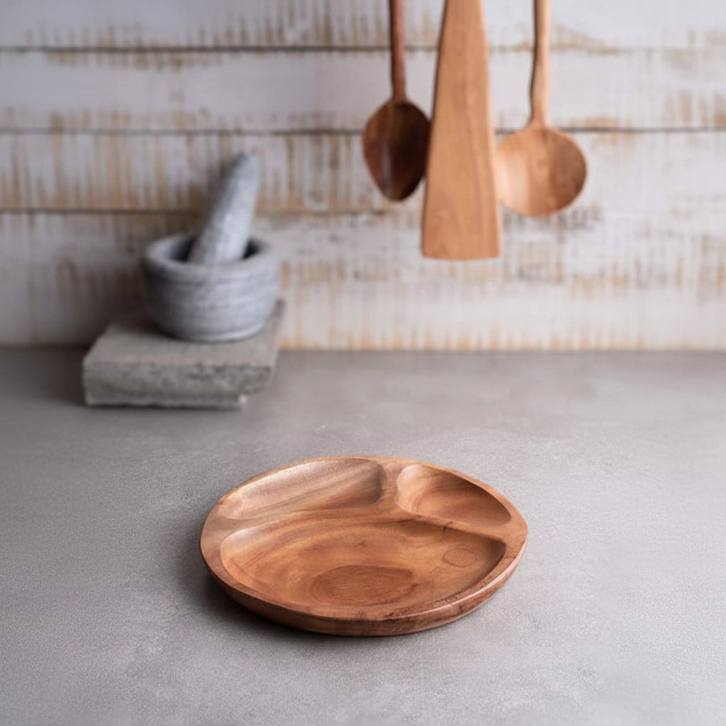 Zishta Neem Wood Dinner Plate Kids Plate -  Medium