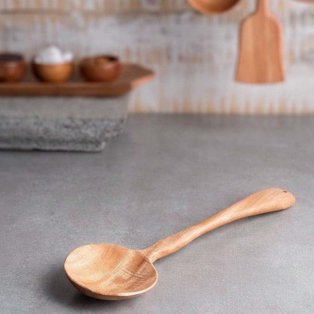 Zishta Neem Wood Ladle Curry Traditional Kitchen Ladle