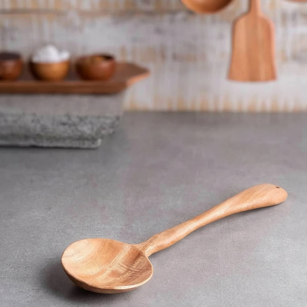 Zishta Neem Wood Ladle Curry Traditional Kitchen Ladle