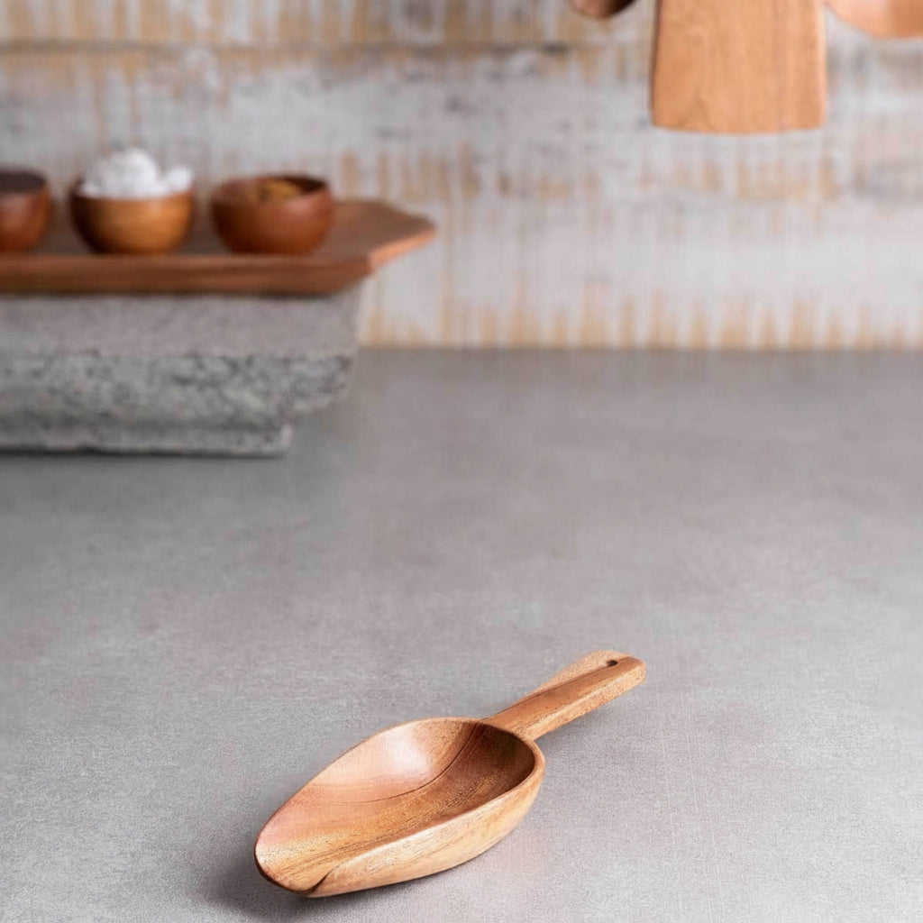 Zishta Neem Wood Ladle Flour Traditional Kitchen Ladle