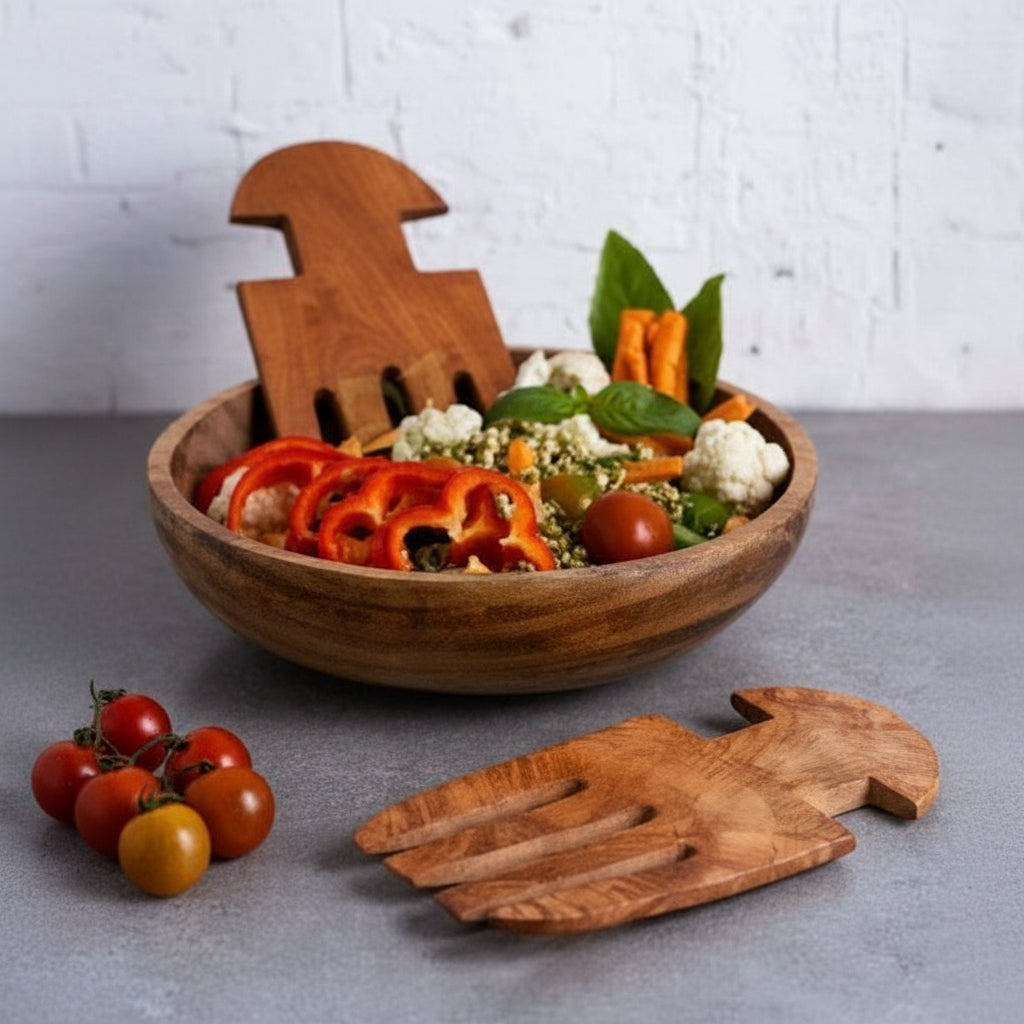 Zishta Neem Wood Salad Mixer Set of 2