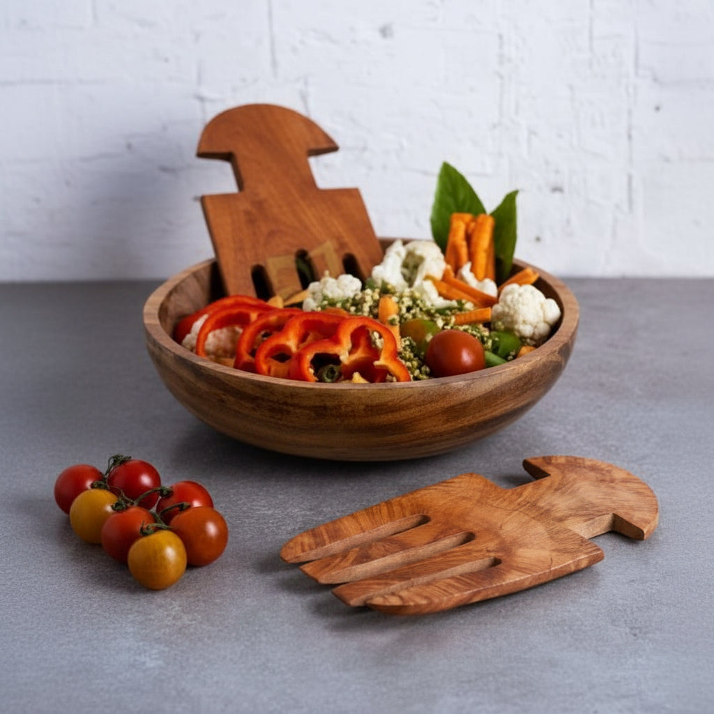 Zishta Neem Wood Salad Mixer Set of 2