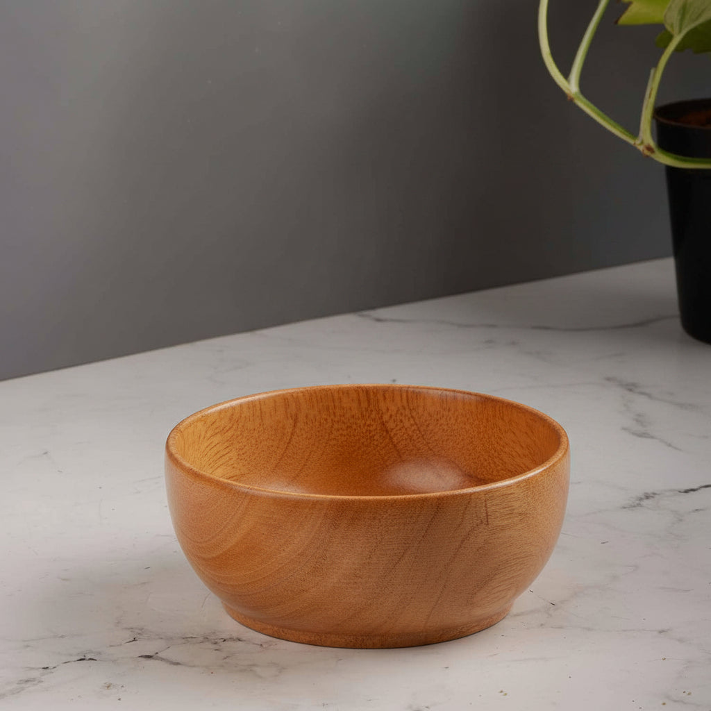 Zishta Neem Wood Serving Bowl Traditional Serveware