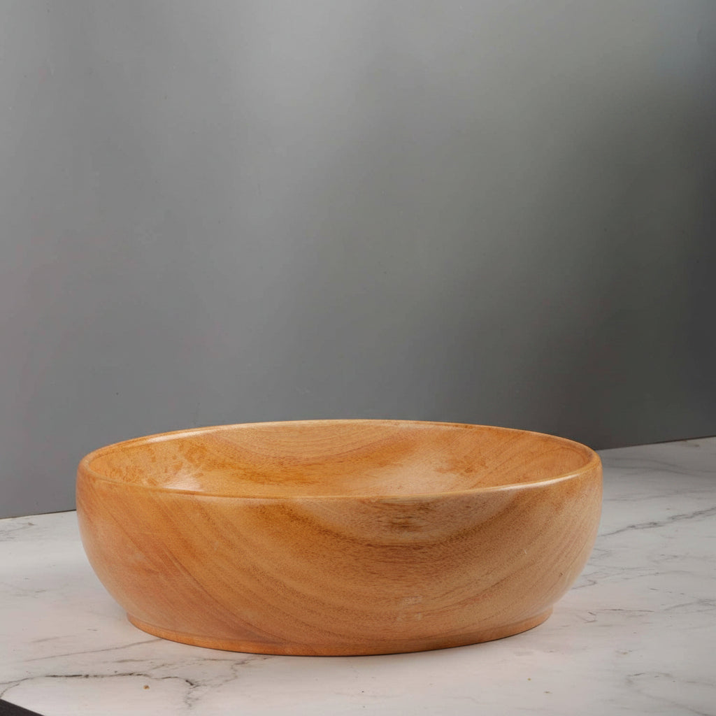Zishta Neem Wood Serving Bowl Traditional Serveware