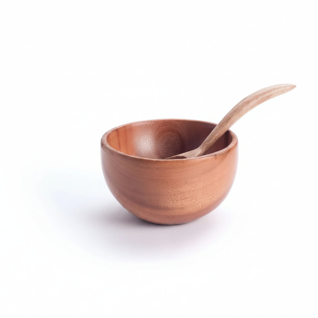 Zishta Neem Wood Soup Bowl Set of 2 Traditional Serveware