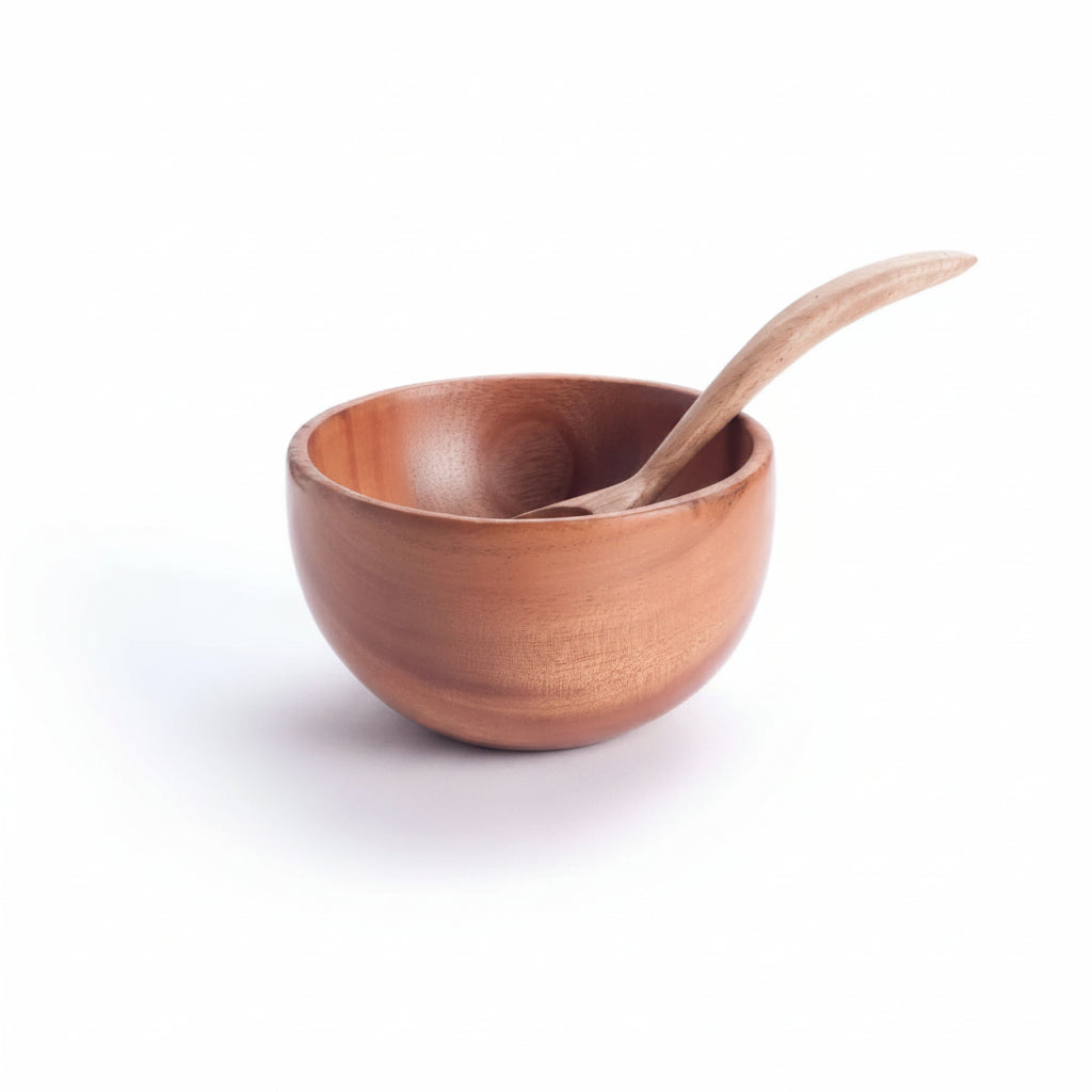 Zishta Neem Wood Soup Bowl Set of 2 Traditional Serveware