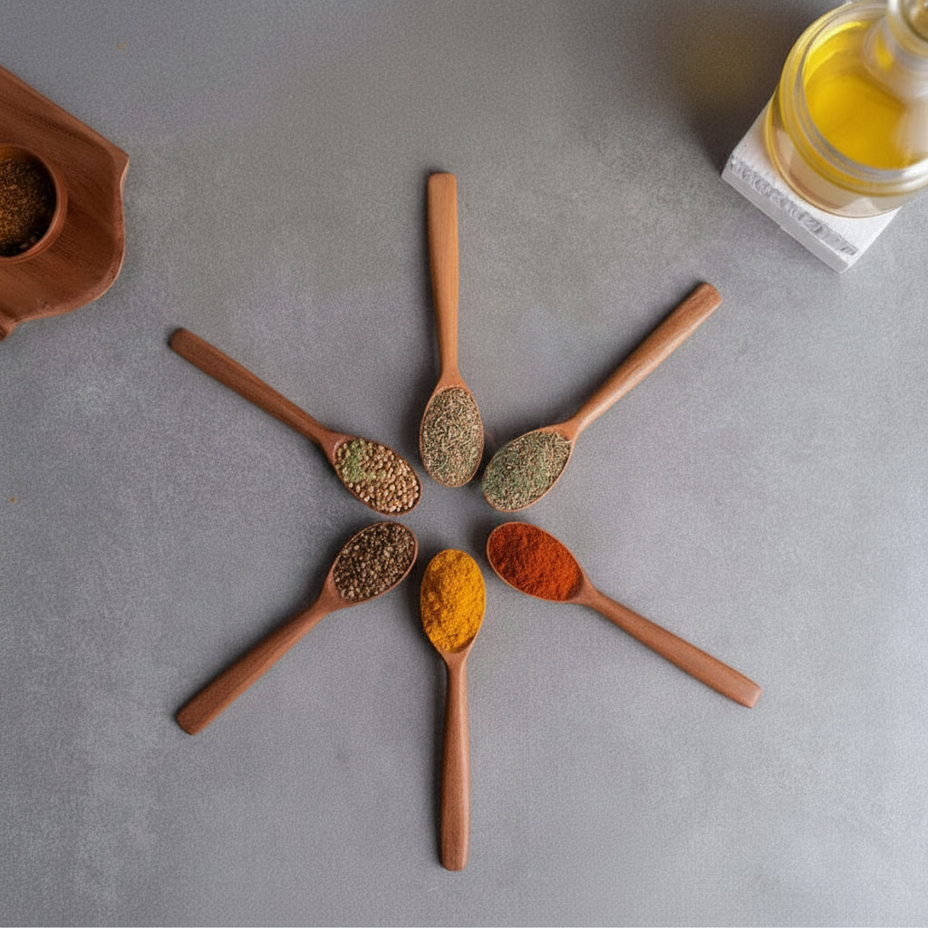 Zishta Neem Wood Spice Spoons Set of 6