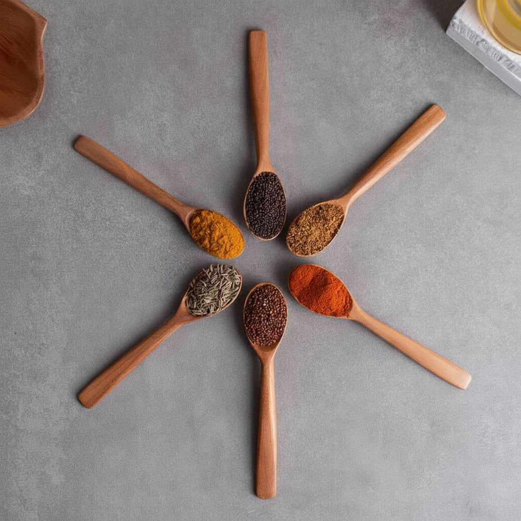Zishta Neem Wood Spice Spoons Set of 6
