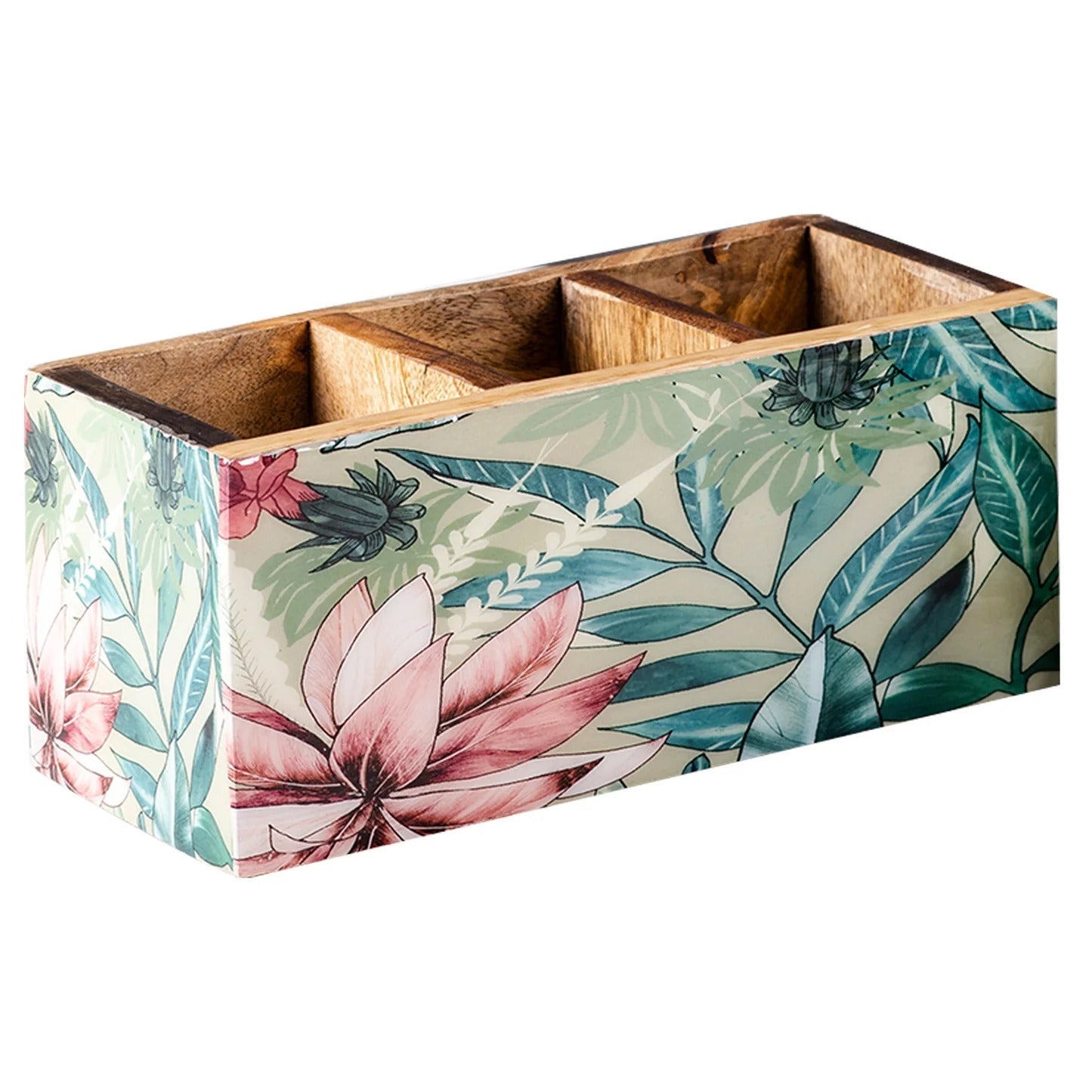 Nestroots Enamel MDF Cutlery Holder Printed Design Small