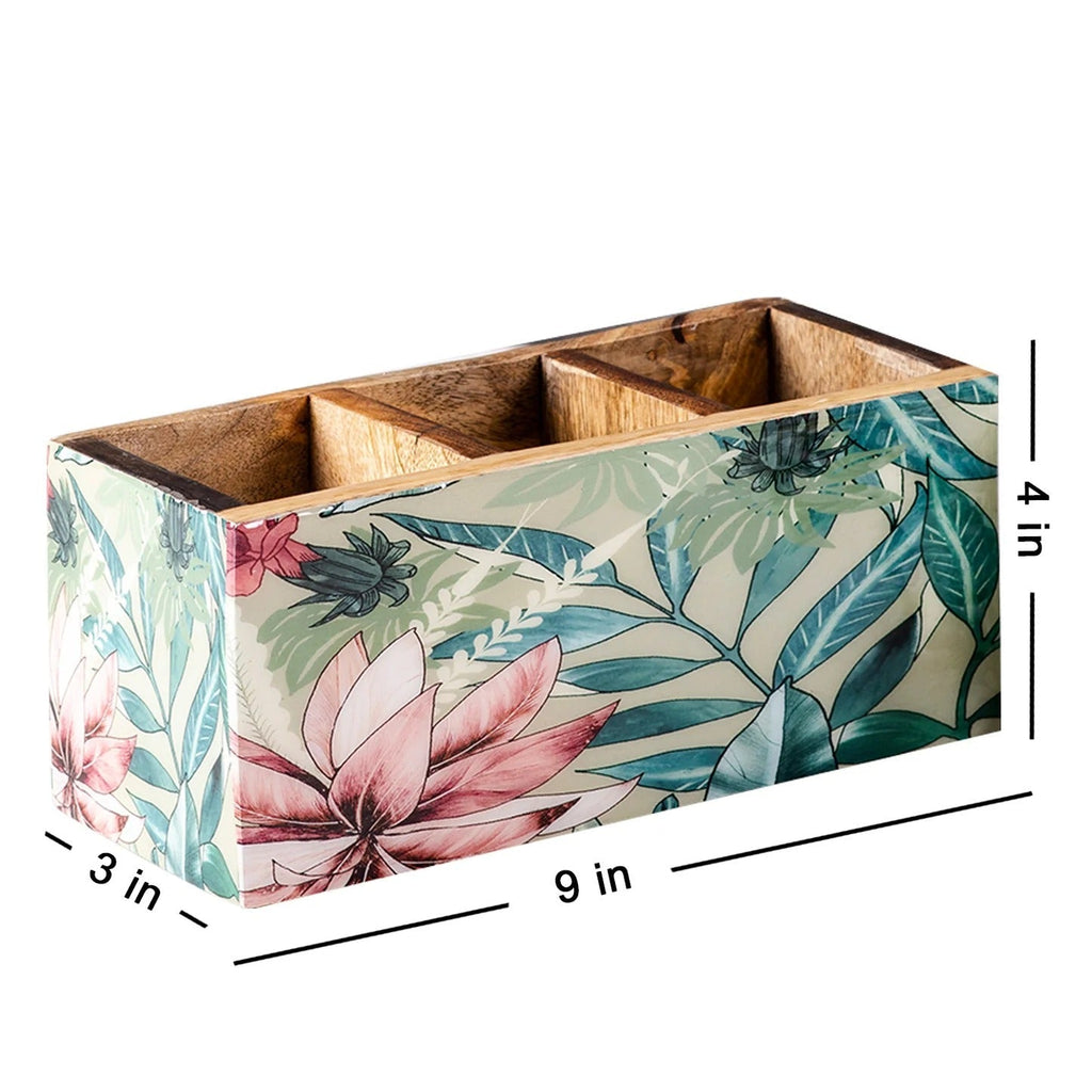 Nestroots Enamel MDF Cutlery Holder Printed Design Small
