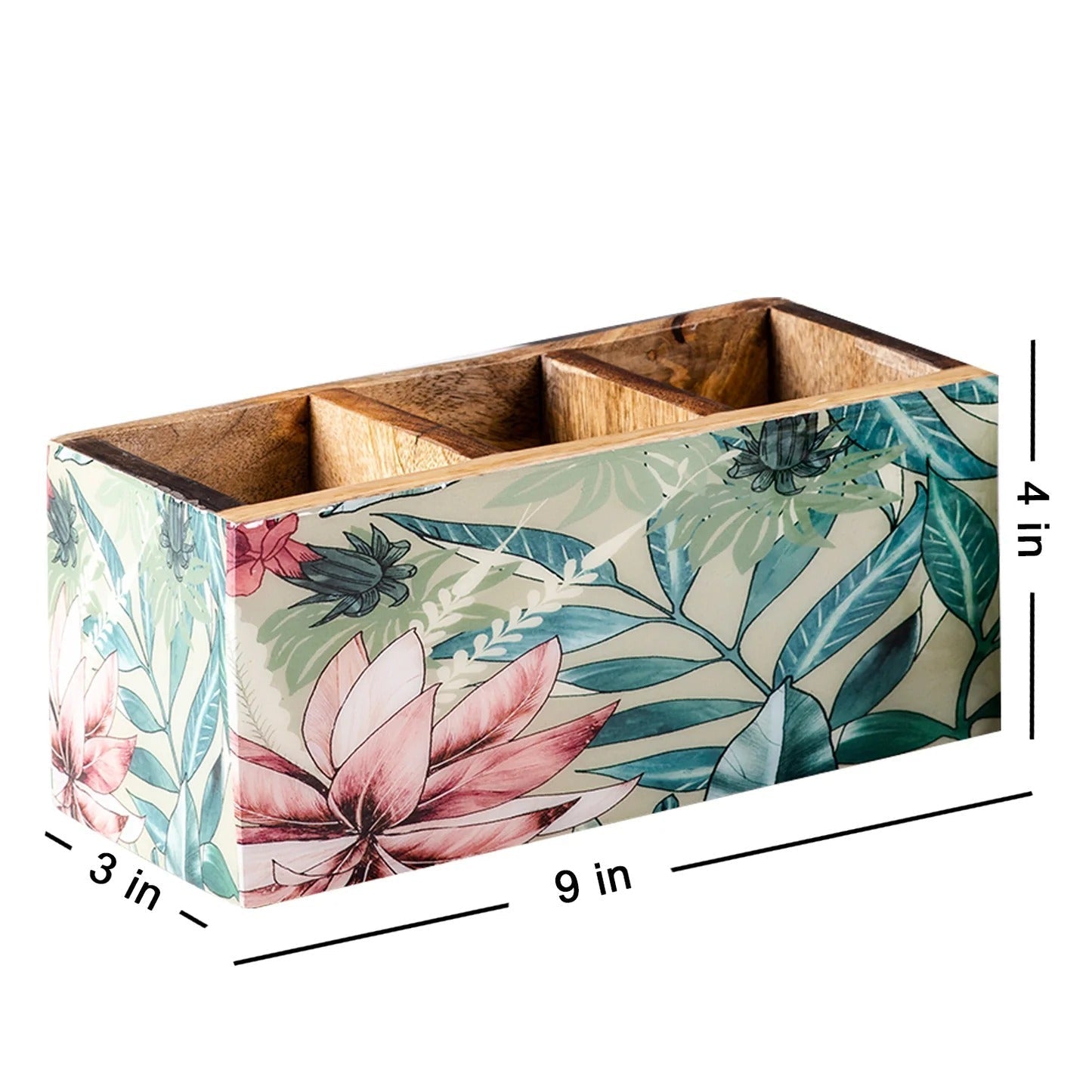 Nestroots Enamel MDF Cutlery Holder Printed Design Small