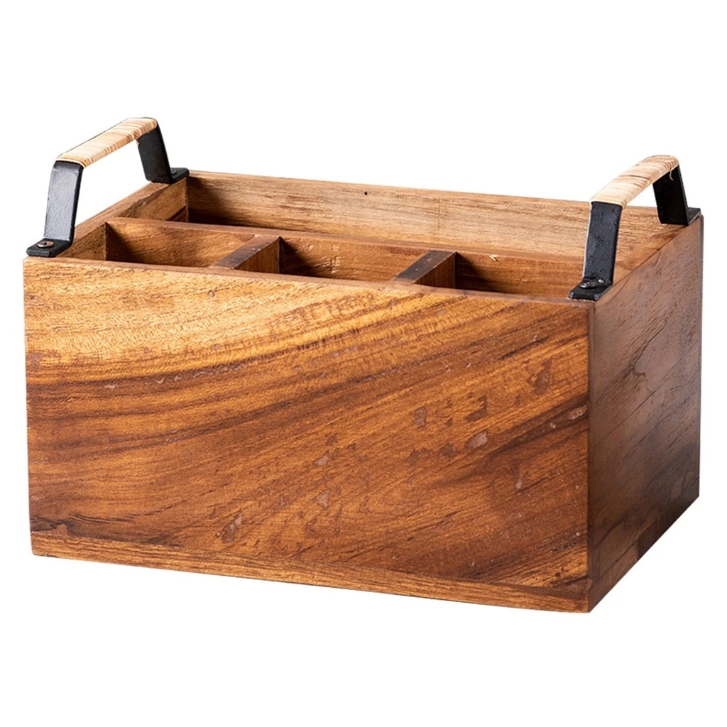 Nestroots Inseparables Teak Wood Spoon Stand with Cane Full Size